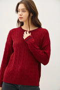 CHUNKY CABLE KNIT SWEATER WITH ACCENT DETAIL