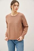 INSIDE OUT DROP SHOULDER PULLOVER SWEATER