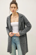 BOUCLE KNIT COATIGAN WITH DOUBLE BUTTON CLOSURE