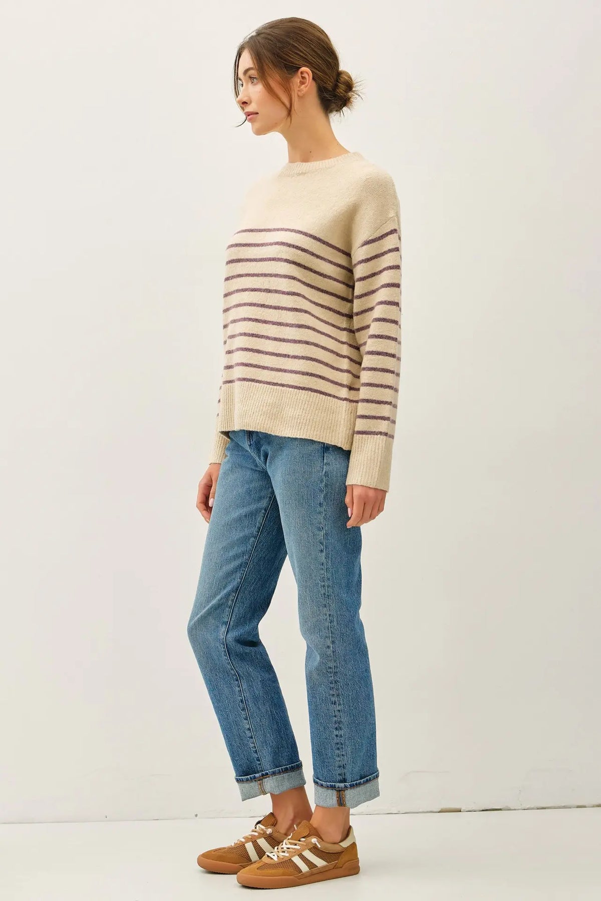 WOOL BLEND MINIMAL STRIPED SWEATER