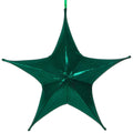 16" Green Metallic Unlit Fold Flat Commercial Star