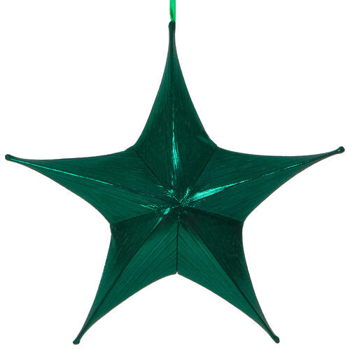 16" Green Metallic Unlit Fold Flat Commercial Star