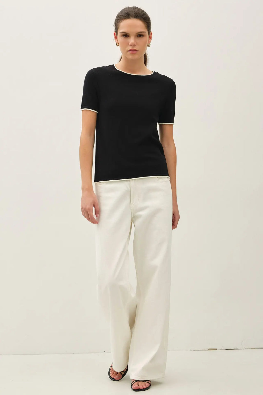 LAYERED LOOK ESSENTIAL SHORT SLEEVE SWEATER TOP