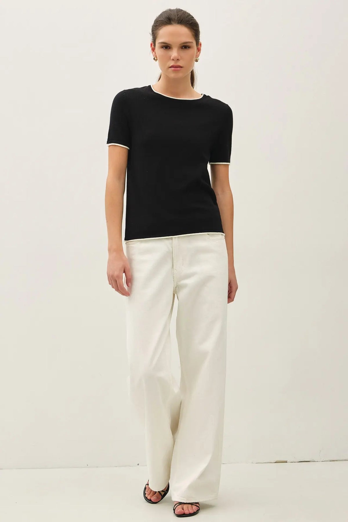 LAYERED LOOK ESSENTIAL SHORT SLEEVE SWEATER TOP