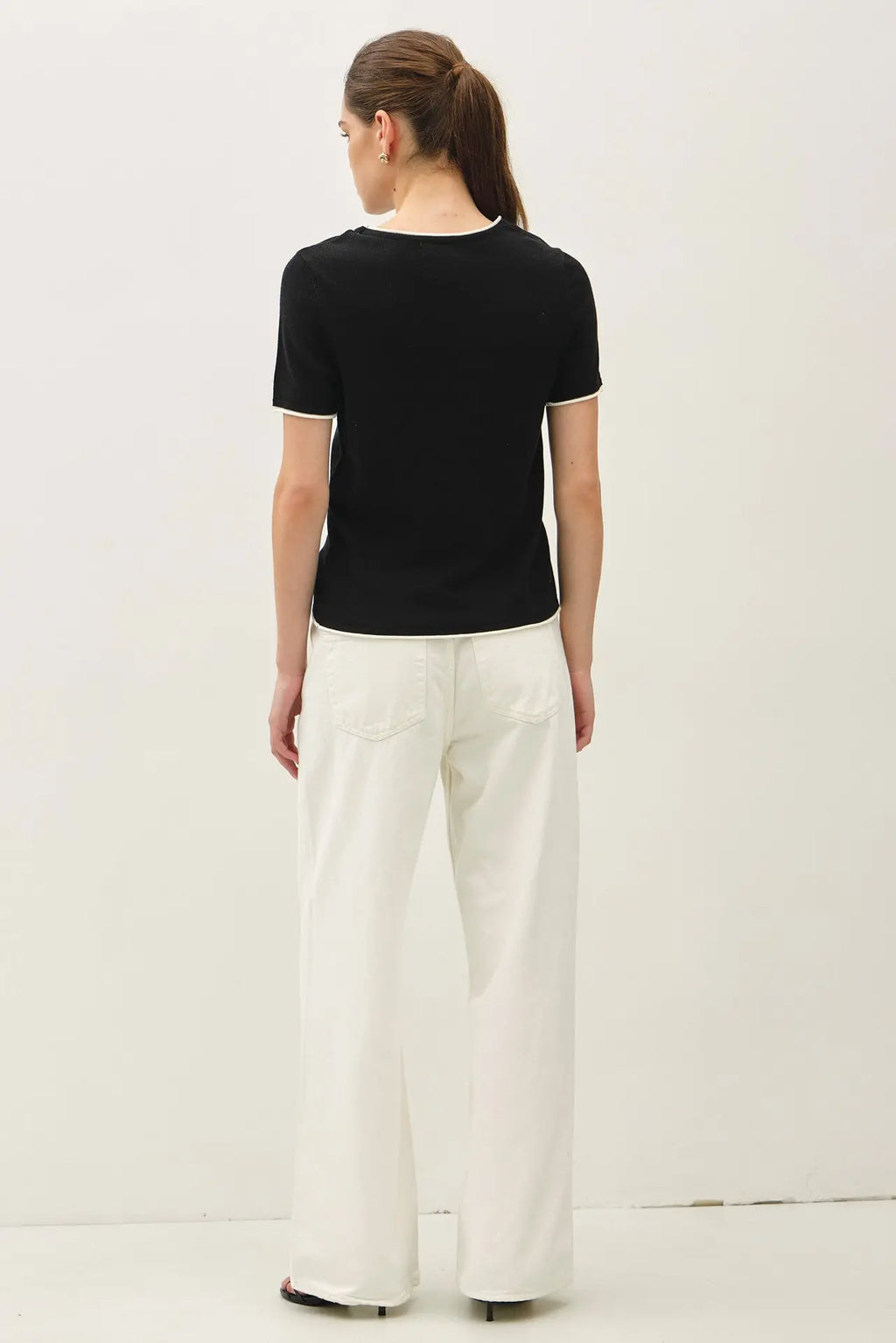 LAYERED LOOK ESSENTIAL SHORT SLEEVE SWEATER TOP