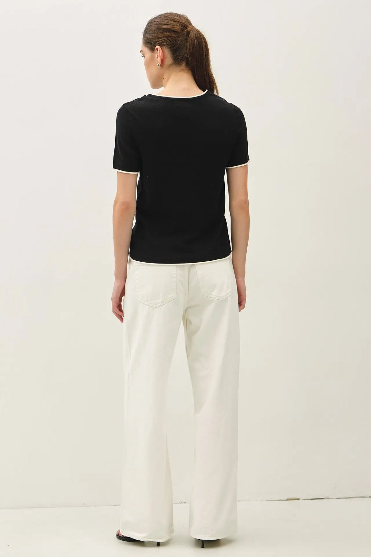 LAYERED LOOK ESSENTIAL SHORT SLEEVE SWEATER TOP