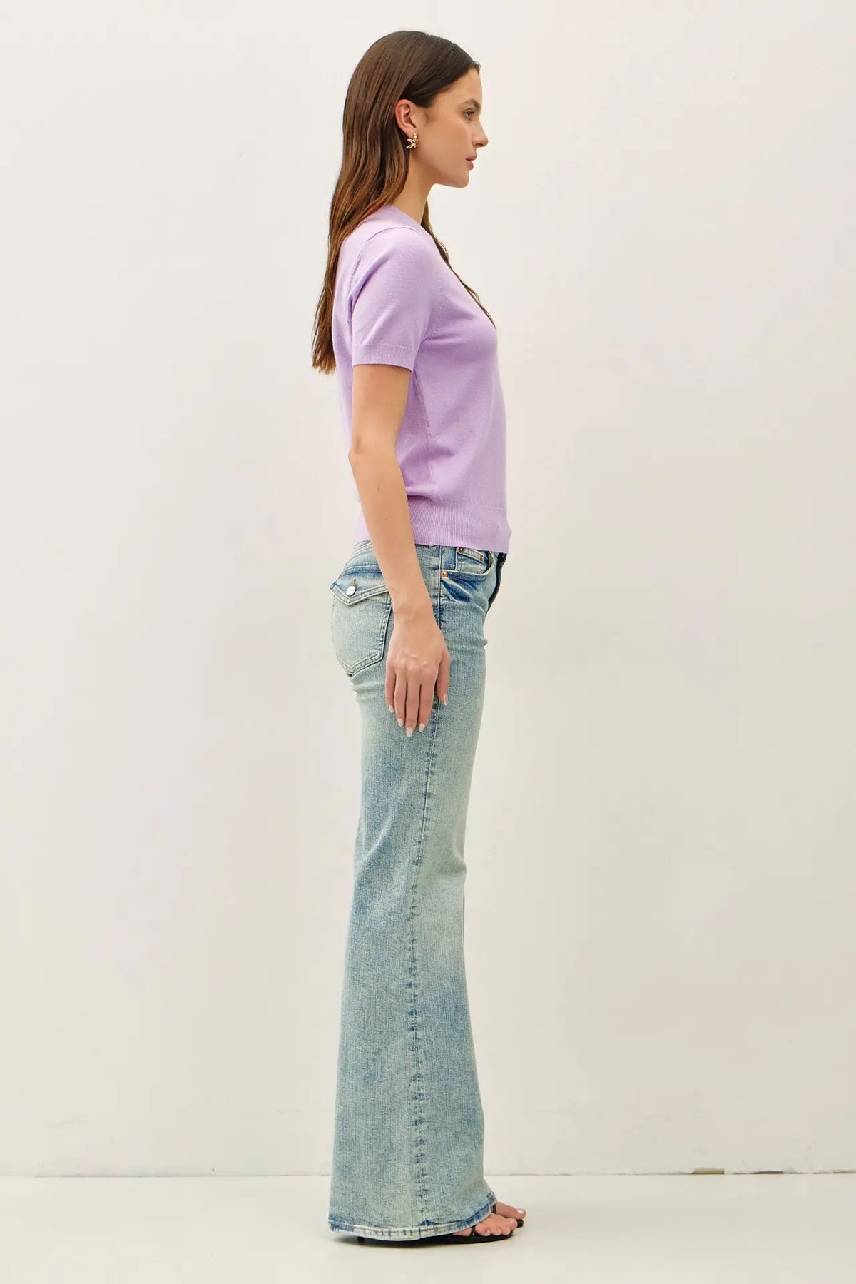 BASIC SHORT SLEEVE SWEATER TOP