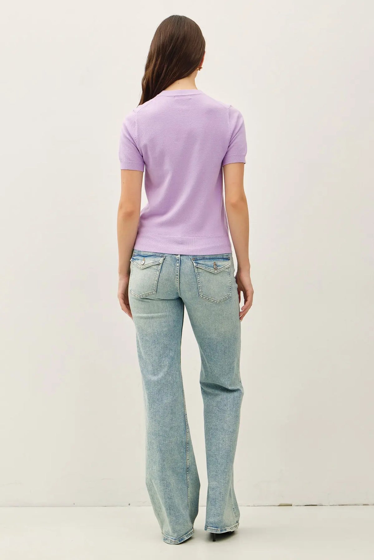 BASIC SHORT SLEEVE SWEATER TOP