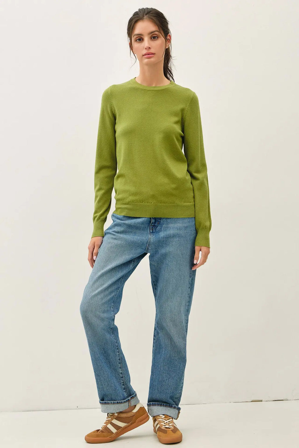 VISCOSE CREW NECK SOFT KNIT SWEATER