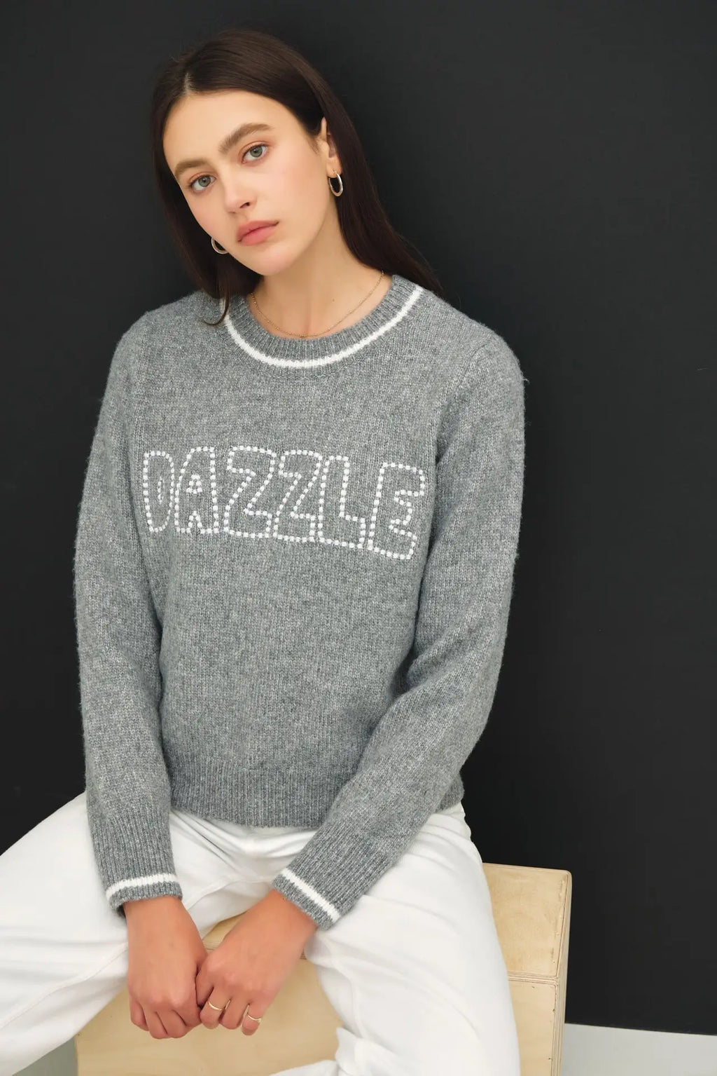DAZZLE WOOL BLEND SWEATER WITH ACCENT COLOR