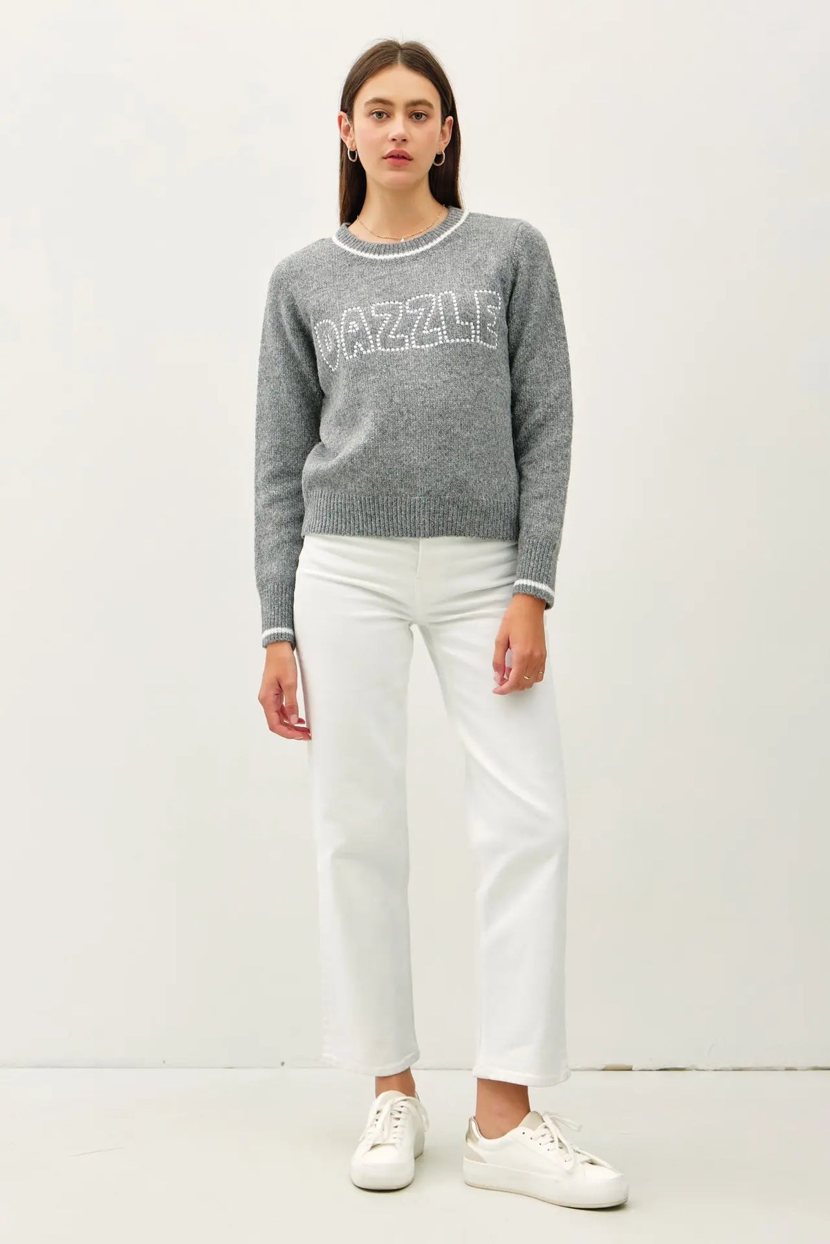DAZZLE WOOL BLEND SWEATER WITH ACCENT COLOR