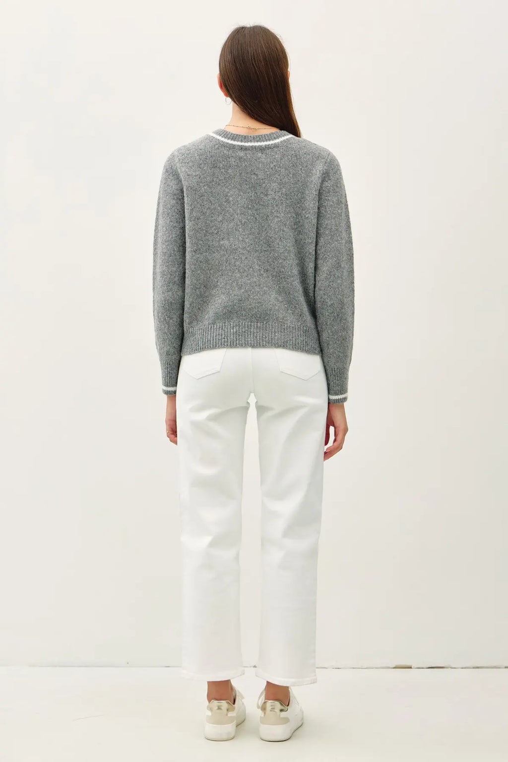 DAZZLE WOOL BLEND SWEATER WITH ACCENT COLOR