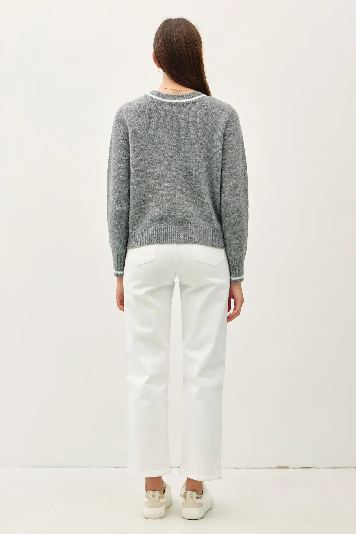 DAZZLE WOOL BLEND SWEATER WITH ACCENT COLOR