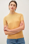 SHORT SLEEVE MOCK NECK SWEATER