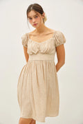 FLORAL PRINT PUFF SLEEVE RUCHED BUST MINI