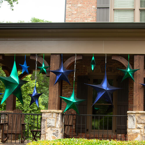 16" Green Metallic Unlit Fold Flat Commercial Star
