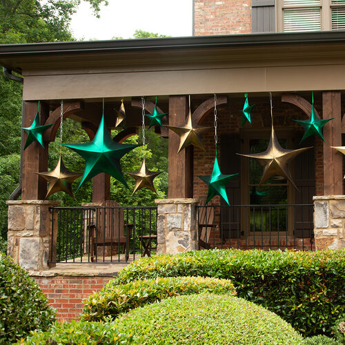 16" Green Metallic Unlit Fold Flat Commercial Star